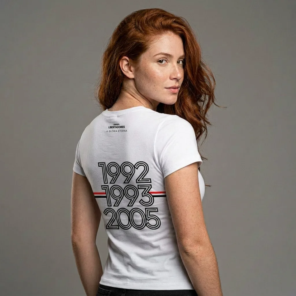 Camiseta Baby Look Branca Tricampeão